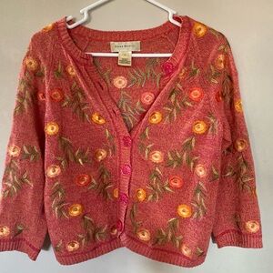 Vintage Susan Bristol Coral Floral Cardigan